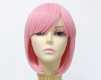 9 Inch Heat Resistant Light Pink Short Page Boy Straight Bob Wig with Bangs [08-42-Pageboy-LPink]