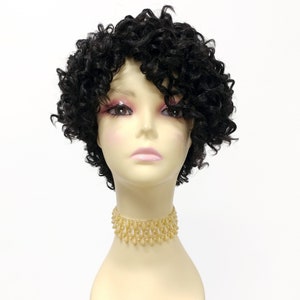 Darkest Brown Short Curly Tapered Wig. Heat Resistant Curls Wig [160-776-Kaylee-2]