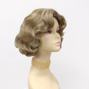 8 Inch Brown and Blonde Mix Heat Resistant 1920s Style Finger Wave Vintage Retro Costume Wig [HTRosie-14/22]