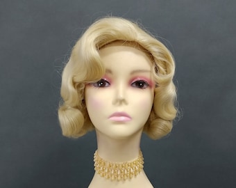 8 Inch Light Blonde Heat Resistant 1920s Style Finger Wave Vintage Retro Costume Wig [HTRosie-613]