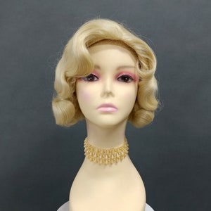 8 Inch Light Blonde Heat Resistant 1920s Style Finger Wave Vintage Retro Costume Wig [HTRosie-613]