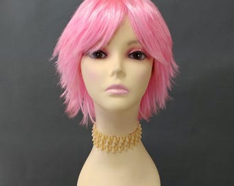 Short Choppy Layered Shag Wig Light Pink Anime Cosplay Synthetic [Blsh-LPink]