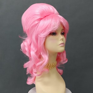 Light Pink Wavy Beehive Costume Wig [WvBeehive-LPink]