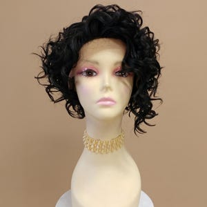 Darkest Brown Short Curly Side Part Lace Front Heat Resistant Asymmetric Wig [Mary-2]
