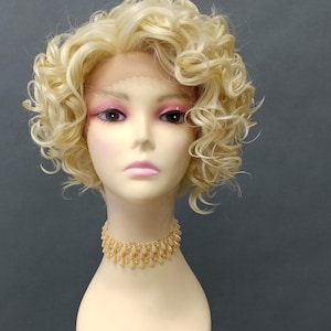 Blonde Short Curly Side Part Lace Front Heat Resistant Asymmetric Wig [Mary-613]