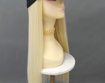 Baseball Cap Hat Wig Light Blonde Long Straight Heat Resistant Wig 22 Inch [CPAvril-613]