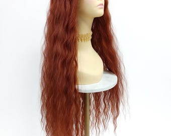 40" Deep Ginger Extra Long Lace Front Wig Heat Resistant Wavy Middle Part [Isadora-Copperleaf]