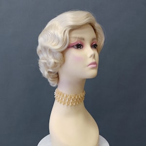 Blonde Fingerwelle 1920er Jahre Flapper Retro Vintage Kostüm-Perücke [Eloise-613]