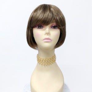 Light Brown Synthetic Page Boy Short Straight Chin Length 1920s Bob Wig with Bangs [169-822E-SJessie-14]