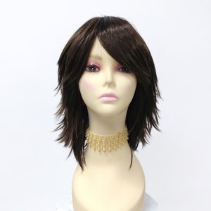 12 inch Brown Shag Style Straight and Layered with Bangs Anime Costume Cosplay Wig [12-75-Cosmic-6]