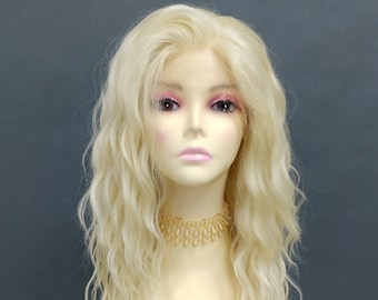 Long 23 inch Lace Front Light Blonde Layered Deep Beach Waves Heat Resistant Wig. [120-566-Olive-613]