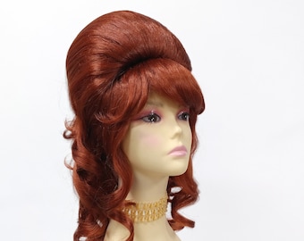 Auburn Wavy Beehive Costume Wig. [22-148-WvBeehive-130]