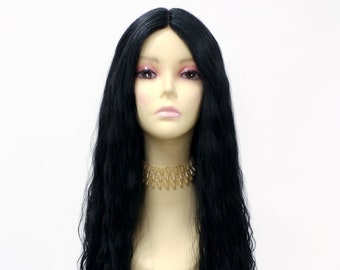 33 Inches Lace Front Off Black Wavy Lace Center Part Heat Resistant Wig  [178-843A-Kiss-1B]