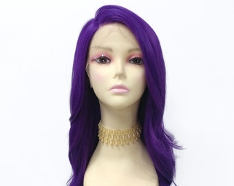 Lace Front Purple Long Straight Wavy Heat Resistant 25 Inch Wig [Kimber-Purple]