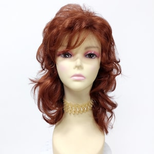 12 Inch Bright Auburn Wavy Layered Synthetic Fashion Wig with Bangs [128-602-Viola-130]