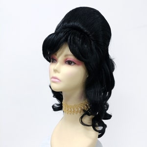 Long 17 inch Black Wavy Beehive Costume Wig [22-141-WvBeehive-1]