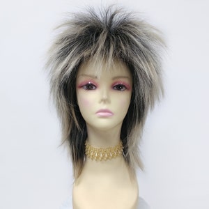 15 Inch Long Blonde with Brown Roots Tina Turner Style Costume Rockstar Rocker Wig [04-243-Star-1B/24T]