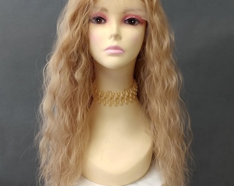 Lace Front 13x4 Light Golden Blonde Long Wavy Curly Heat Resistant Wig 27 Inch [Mariya-GoldenHour]