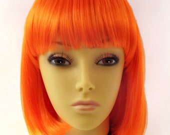 Orange Short Bob Wig Straight w/ Bangs. Page Boy Wig. [08-46-PageBoy-Orange]