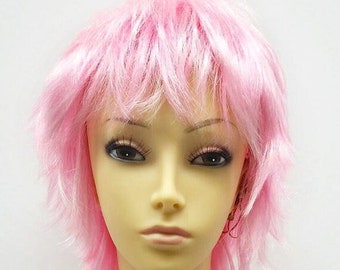 Short Layered Wind Blown Shag Style Light Pink Anime Cosplay Wig [11-66-Blsh-LPink]