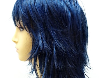 dark blue wig