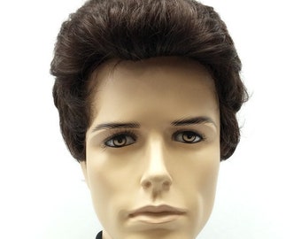 Men's Brown Short Brushed Back Style Wig. Synthetic Fashion Wig. [64-333-George-6]