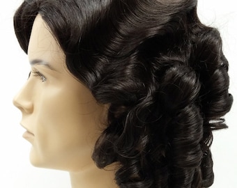 Mens Darkest Brown Curly Colonial Costume Wig. 1700s Style Ringlets Wig. Judge Historical Costume Cosplay Wig [84-431-Charles-2]