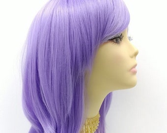 Long 18 inch Straight Light Purple Wig with Bangs. Anime Cosplay Costume Wig [130-621-Trisha-LPurple]