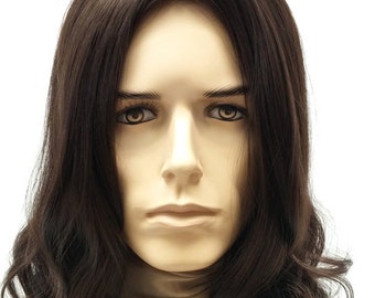 Long 14 Inch Brown Hair Men's Wig. Hippie, Grunge, Jesus Style Wig. Synthetic Costume Wig.[53-284-Russell-6]