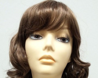 12 inch Light Brown Long Curly Bob Wig with Bangs [44-234-Jen-12]