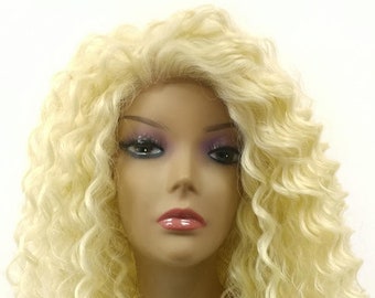 24 Inch Lace Front Light Blonde Long Curly Voluminous Water Waves Heat Resistant Free Part Wig [137-666-Sari-613]