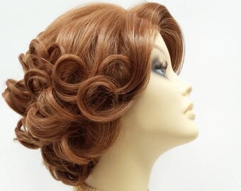 Lace Front Short Strawberry Blonde Retro Curly Vintage Style Heat Resistant Wig [72-368B-Doris-27]