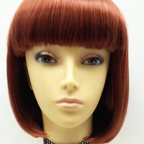 Auburn Short Bob Wig Straight W/ Bangs. Page Boy Wig. Etsy