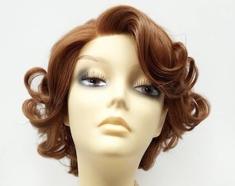 Lace Front Short Strawberry Blonde Retro Curly Vintage Style Heat Resistant Wig [72-368B-Doris-27]