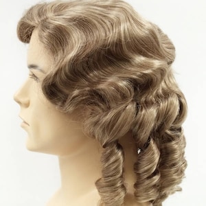 Mens Ash Light Brown & Dirty Blonde Mix Colonial Costume Wig. 1700s Style Ringlets Judge Historical Costume Cosplay [84-436B-Charles-24/14]