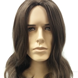 Long 14 Inch Medium Ash Brown Hair Mens Hippie Grunge Jesus Style Synthetic Costume Wig [53-287-Russell-8]