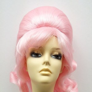 Light Pink Wavy Beehive Costume Wig [22-139-WvBeehive-LPink]