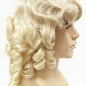 Mens Light Blonde Curly Colonial Costume Wig. 1700s Style Ringlets Wig. Judge Historical Costume Cosplay Wig [84-434-Charles-613]