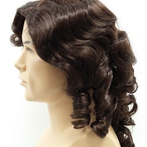 Mens Brown Curly Colonial Costume Wig. 1700s Style Ringlets Wig. Judge Historical Costume Cosplay Wig [84-431C-Charles-6]