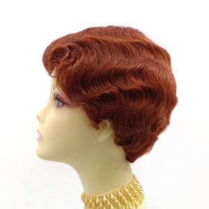 1920er Jahre Stil kurze helle Auburn Finger Wave Perücke. Marcel Wave Vintage Stil Kostüm Perücke. Hitzebeständige Perücke. [69-354B-HTBebe-130]