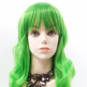 Long 25 Inch Wavy Light Green Color Wig With Bangs. Anime - Etsy