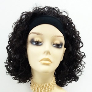 Short 13 inch Curly Darkest Brown Heat Resistant Synthetic Headband Wig [68-351-SBand-2]
