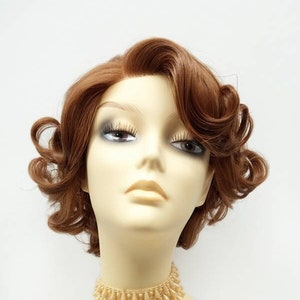 Lace Front Short Strawberry Blonde Retro Curly Vintage Style Heat Resistant Wig [72-368B-Doris-27]