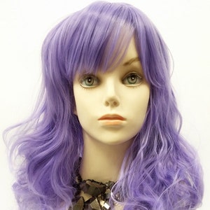 Long 17 inch Wavy Light Purple Color Wig with Bangs. Anime Cosplay Costume Wig [79-413-Zinnia-LPurple]