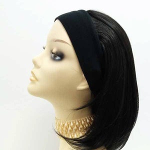 Short 14 inch Straight Off-Black Heat Resistant Synthetic Headband Wig [67-348-SSTBand-1B]