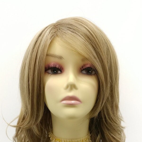 Long 18 inch Dark Ash Blonde with Light Blonde Highlights Wavy Fashion Wig with Premium Heat Resistant Fiber [30-174B-Monday-14/22]