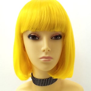Yellow Short Bob Wig Straight w/ Bangs. Page Boy Wig. [08-47-PageBoy-Yellow]