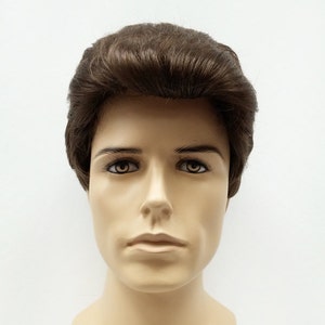 Men&#39;s Medium Brown Brushed Back Style Wig. Short Synthetic Fashion Wig. [64-334-George-8]