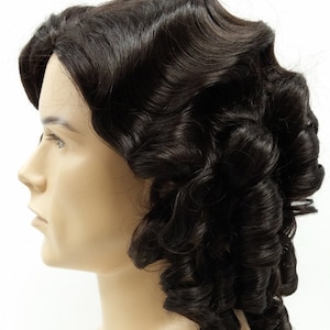 Mens Darkest Brown Curly Colonial Costume Wig. 1700s Style Ringlets Wig. Judge Historical Costume Cosplay Wig [84-431-Charles-2]