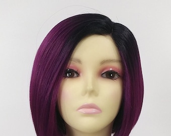 Short Fuchsia with Dark Roots Lace Front Heat Resistant Wig [122-572-Kylie-TT1B/Fuchsia]